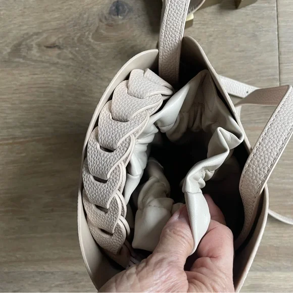 Anthropologie Light Pink/Rose Bucket Bag with Braided Handle - Picture 11 of 12